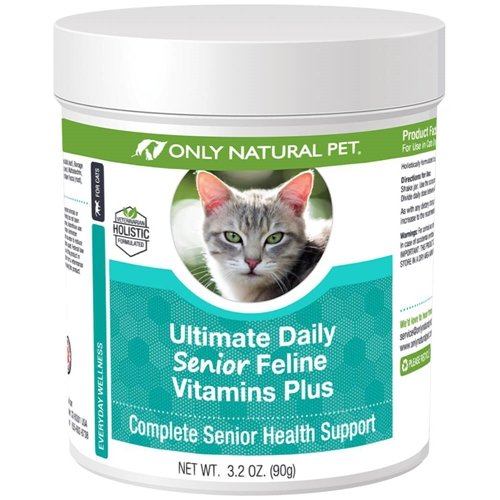 KUN NATURAL PET Ultimate Daily Senior Feline Multivitamin w / Taurine & L- Lysin - Nutritional Supplement Pulver til voksne & ældre katte - Immun & fælles støtte - Komplet vitamin formel, 3.2oz