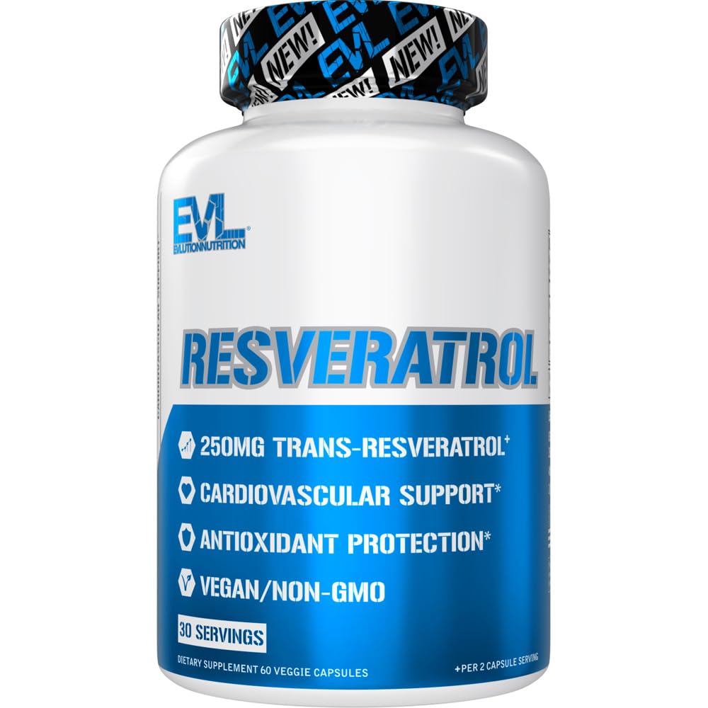 Evolution Anti Aging Trans Resveratrol Supplement Nutrition Super Antioxidant Supplement med 250 mg Trans- Resveratrol fra Resveratrol 500mg Japansk Knotweed Extract til immunforsvar og hjerte sundhed
