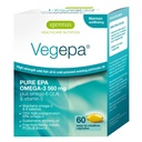 Igennus Vegepa Omega 3 Wild Fish Oil & Aften Primrose Oil Blend, 560 mg EPA Plus GLA, 60 små bløddele