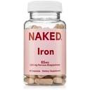 Nøgen Iron 65mg, 325mg Ferrobisglycinat - højpotens jerntilskud for jernmangel, cellular energistøtte, fremmer sunde røde blodceller produktion, non-GMO, gluten- fri, 60 kapsler