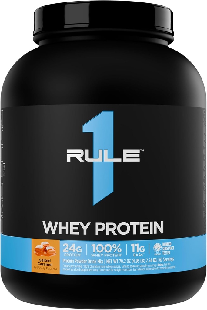 Regel 1 Whey Protein - 24g Fast- Actioning Protein fra All- Whey Kilder med naturligt okkurering EAA & BCAA for workout Inddrivelse eller Anytime Brug (5 pounds *, Saltet Carmel)