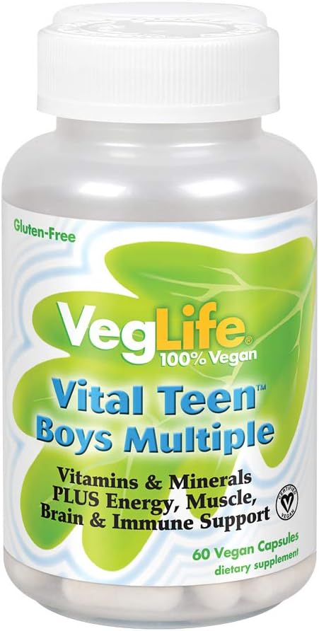 VegLife Vital Teen Boys Multiple Veg Cap, 60 Count