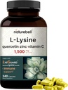 NatureBell L- Lysin 1.000mg kapsler + Quercetin 250 mg med C-vitamin og zink, 240 Greve - 124; Gratis form Aminosyrer, L Lysin Complex; Immunforsvar, Lip & Skin Health Supplement