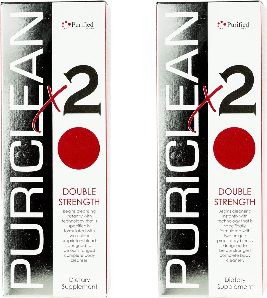 Wellgenix Puriclean x2 Detox Cleanse - Dobbelt styrke Deep System Cleaner - Formuleret med to unikke navneskilte til den stærkeste Cleaner, Fjern toksiner - 16 oz, 4 kapsler, 2 pakker