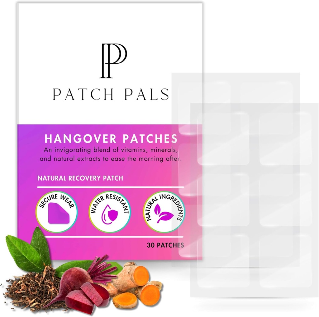 Naturlige tømmermænd Patches - Vandtæt Clear Party Patches (30 Greve) - Discreet og sticks til huden godt - Brug før drikke og vågne op opfrisket og energiseret efter fest