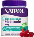 Natrol Time Release Melatonin Gummies, Sovestøtte til voksne, 3 mg Melatonin Kosttilskud til søvn Support, 45 Strawberry- Smeltet Gummies, Op til en 45 dages forsyning