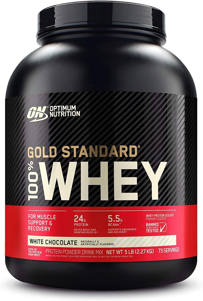 Optimum Nutrition Gold Standard 100% Whey hvid chokolade -- 5 lbs
