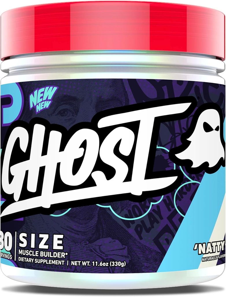 GHOST størrelse V3 Muscle Builder Kosttilskud - Natty, 30 Servering - Støtte Muscle Growth & Strength Building for Mænd & Kvinder - Creatin & Betaine - Gratis sukker & Gluten