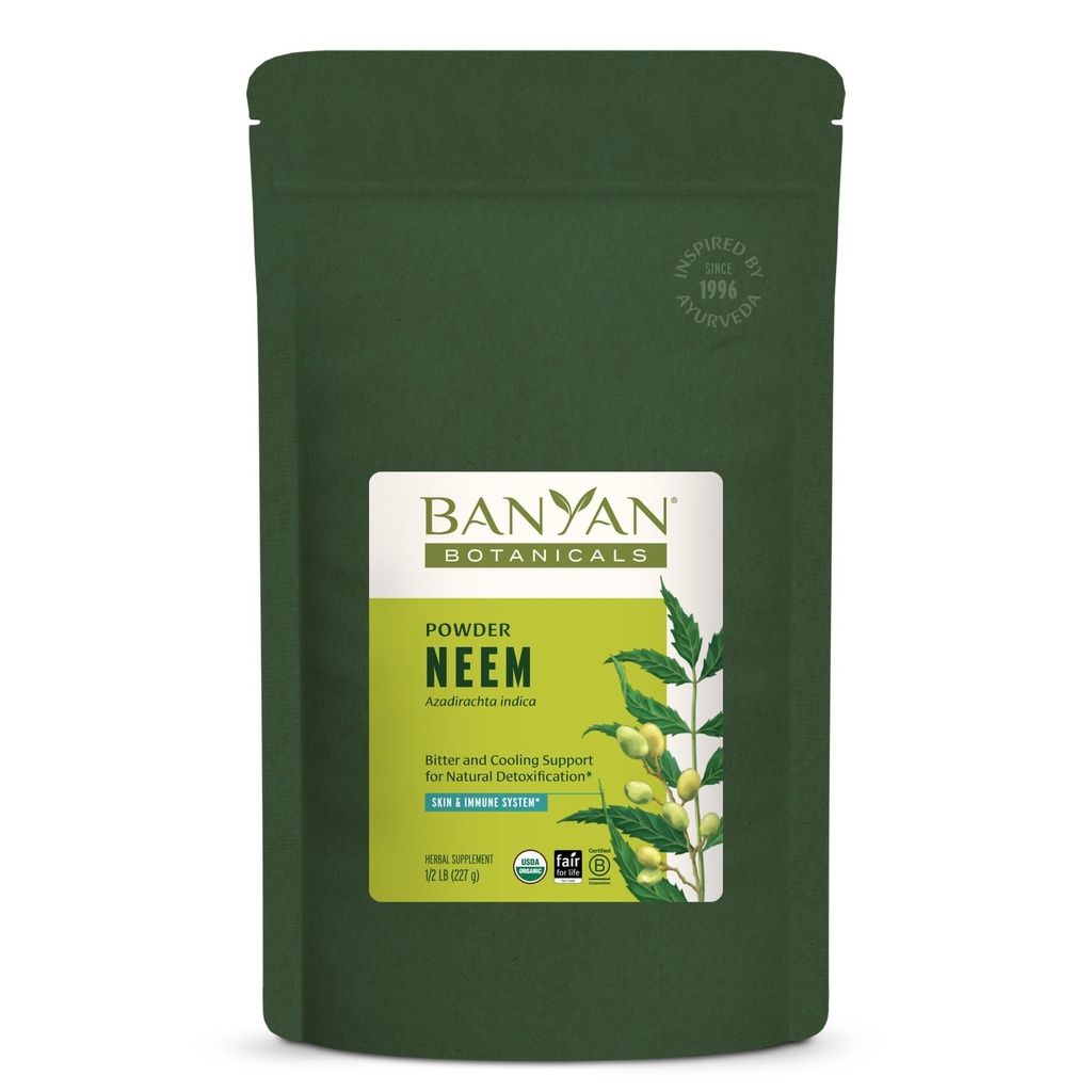 Banyan Botanicals Neem Powder - Økologisk Azadirachta Indica - Rensende Ayurvedic Herb for sund hud og blod * - 1 / 2 LB. - Fair for Life bæredygtigt sour non-GMO Vegan