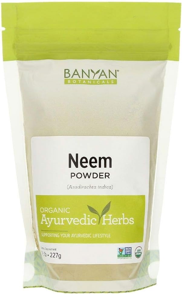 Banyan Botanicals Neem Powder - Økologisk Azadirachta Indica - Rensende Ayurvedic Herb for sund hud og blod * - 1 / 2 LB. - Fair for Life bæredygtigt sour non-GMO Vegan