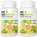 Probiotika for kvinder & mænd - 300 milliarder CFU, 24 Stammer + 15 Økologiske urter Prebiotika Blend, Daglig Probiotika for fordøjelsessygdomme, immunforsvar, Gut, Bloating - 120 Vegetar Capsule (120- dages forsyning)