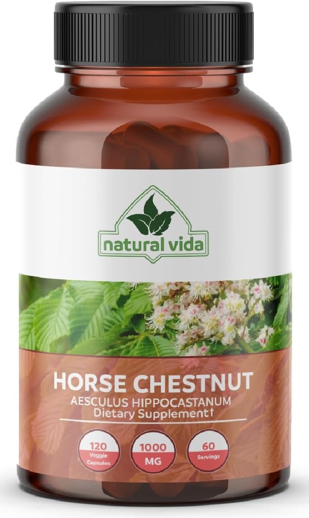 Horse Chestnut Extract Aescin 20% - 1000mg Vegansk Kapsler Herbal supplement - Non-GMO, Gluten Free - - To Måneders Tilgang (120 Tæl) (1)