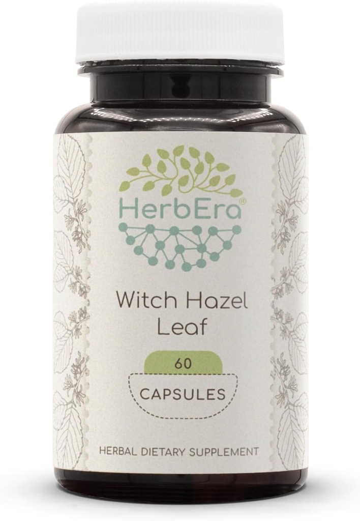 HerbEra Witch Hazel Leaf 60 kapsler, 500 mg, Witch Hazel Leaf (Hamamelis virginiana) Tørret Leaf (60 kapsler)