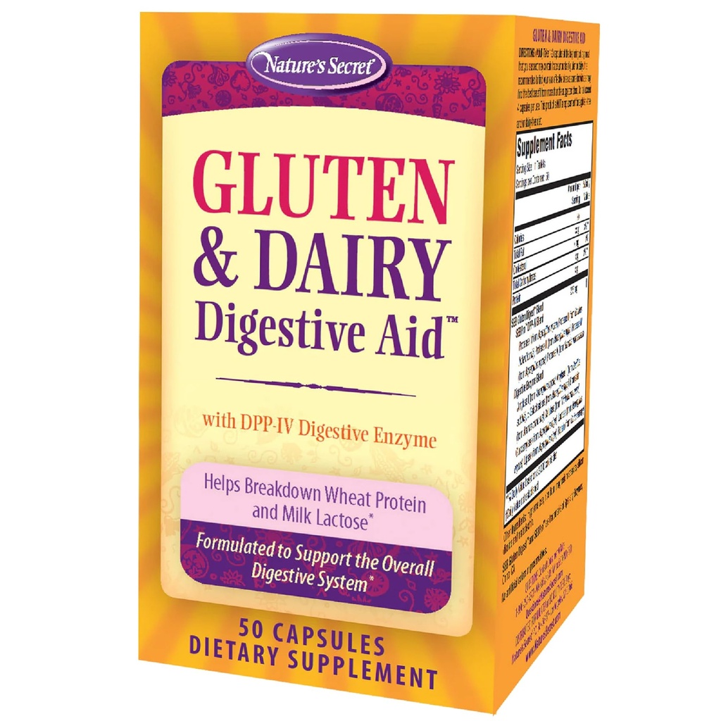 Nature 's Secret Gluten & Dairy fordøjelsesstøtte - 50 kapsler - Hjælper Break Down Hvede Protein & Milk Lactose - 25 Servere