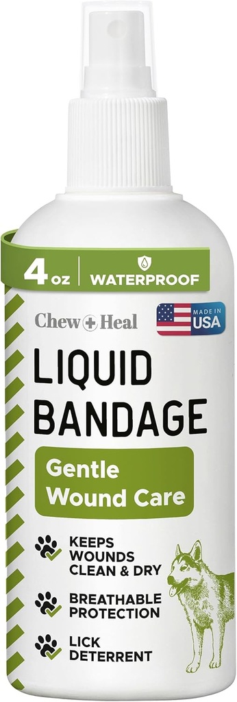 Pet Liquid Bandage til hunde - 4 oz Spray med Aloe - Sår pleje til hunde, herunder udskæringer, skraber, og Stitches - Breathable og vandtæt