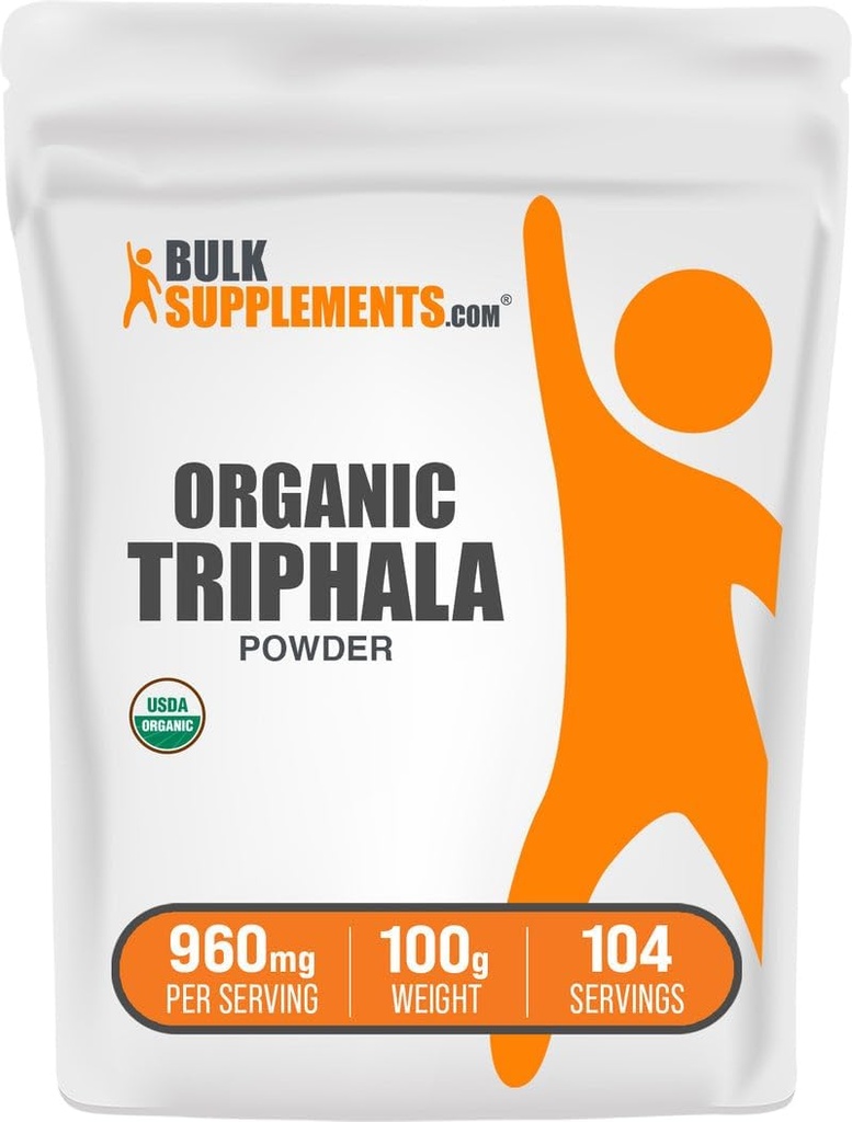 BulkSupplements.com Organic Triphala Powder - Haritaki Powder, Ayurvedic Supplement - Gluten Free, 960mg per Serving, 100g (3,5 oz) (Pack of 1)