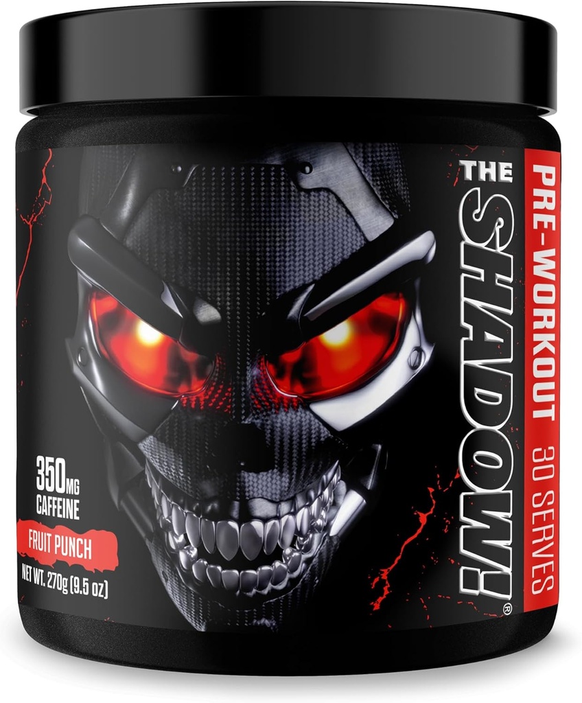 JNX SPORTS The Shadow! 350mg of Caffeine Hard Core Preworkout - Fruit Punch 30 Servings | Electric Energy, Mental Focus & Superhuman Strength for Men & Women
