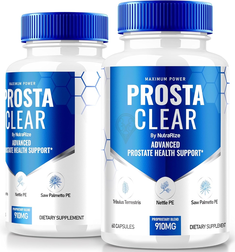 NutraRize (2 Pack) Prosta Clear - Premium tillæg til støtte Prostate Heath, Alle naturlige kapsler til Regain Control & for total sundhed, ProstaClear piller anmeldelser (120 Kapsler)