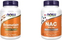 NOW Supplements, Bromelain 2,400 GDU/g - 500 mg, Natural Proteolytic Enzyme*, 120 Veg Capsules & Supplements, NAC 600 mg with Selenium & Molybdenum, 250 Veg Capsules