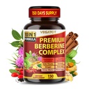 VEGATOT GlucoSavior Berberine tillæg med Ceylon kanel, Bitter Melon, Gymnema - understøtter immunforsvar, hjerte sundhed & mave-tarmfunktion - Made in USA (150 greve (pakke med 1))