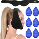 Visdom Tænder Ice Pack Head Wrap, Ansigt Ice Pack for Visdom Tænder, Jaw Ice Pack for Face Oral Kirurgi med 6 Hot Cold Gel Pack for TMJ Pain Relief, Tandudtrækning, Tonsillectomy Recovery- Black
