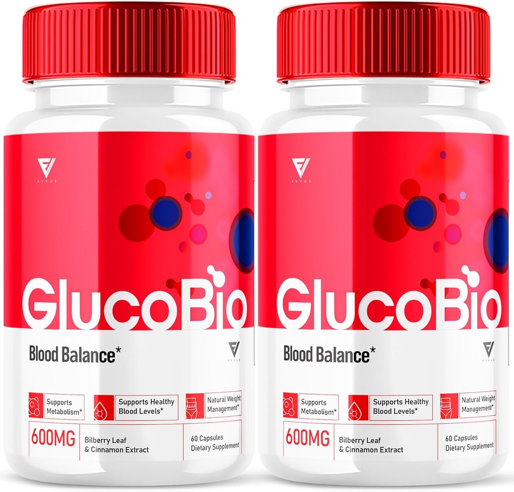 (2 Pack) GlucoBio Health Capsules Gluco Bio Pills, Gluco Bio Natural Vitamin Overall Health and Wellness Glycogen Support Supplement, BioGluco Capsules (120 Capsules)