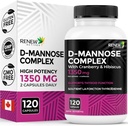 Renew Actives High Potency D- Mannose & Cranberry Complex 1000MG per 2 kapsler - med Hibiscus & Mælkebøtte ekstrakter - Antioxidant Blend - Ingen kunstige flavors - Lavet i Canada - 120 kapsler