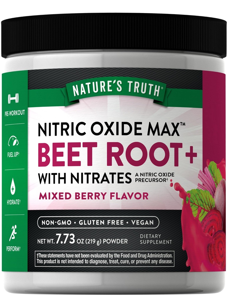 Nature 's Truth Beet Root Powder Dec124; 7,73 oz Dec124; Nitrooxid Supplement for mænd og kvinder Dec124; Vegan, Non- GMO & Gluten Free Pre- Workout Dec124; Blandet Berry Flavor
