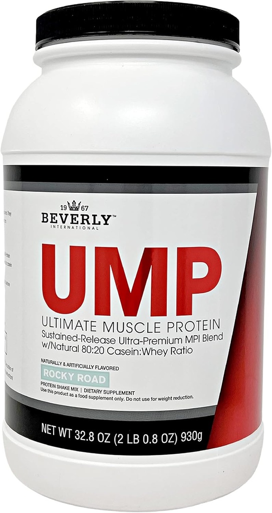 Beverly International UMP Protein Powder, Rocky Road. Unique Whey- Casein Ratio Builds Lean Muscle. Nemt at Digest. Ingen Bloat. (32.8 oz) 2lb .8 oz