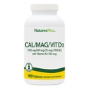 NaturesPlus Calcium / Magnesium / D3- vitamin med vitamin K2 - Understøtter ben og immunforsvar - Vegetarisk, Gluten Free - 180 tabletter - 45 servering