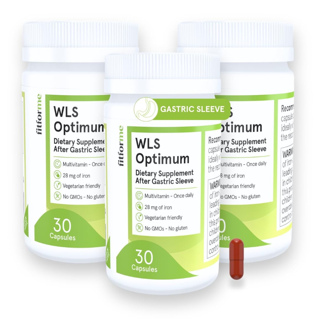 FitForMe Bariatric Multivitamin, Tilpasset til Gastric Sleeve Kirurgi - One- a- Day Capsule, 3- Måned Supply, 90 Count, Easy- to- Swallow WLS Optimum Capsule, Scientific Formuleret - for mænd og kvinder