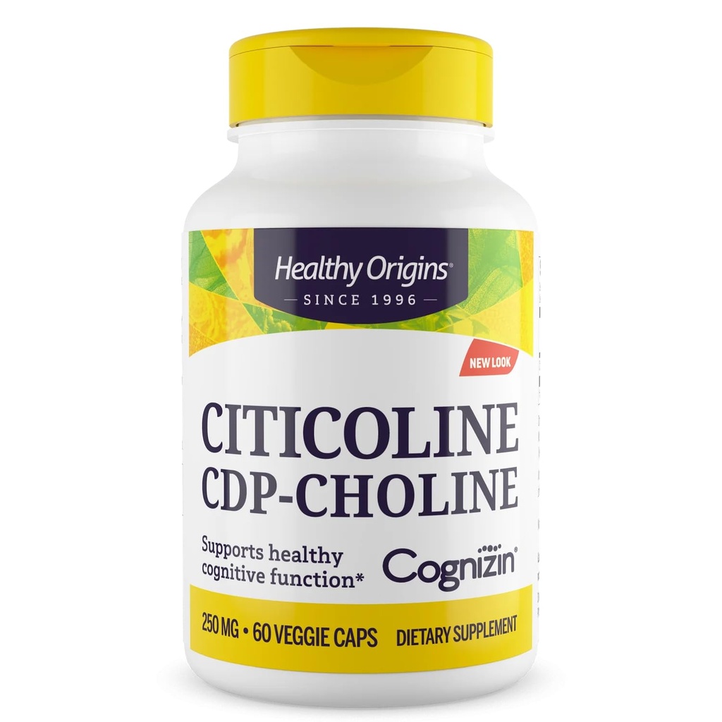 Sund oprindelse Cognizin (Citicolin), 250 mg - Hjerne supplement til hukommelse med Citicolin CDP Cholin - Non-GMO, Vegan & Gluten- Free Supplement - 60 Veggie Kapsler
