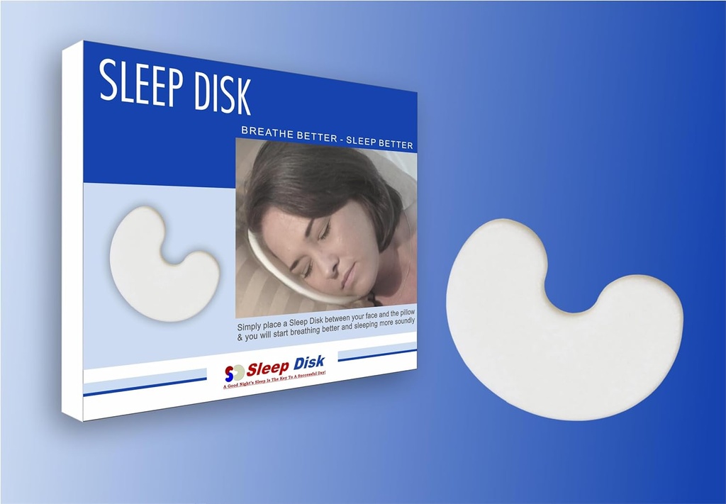 Sleep Disk af Dr. Organizer - trække vejret lettere og sove bedre med Ergonomic Foam Disc - Reducerer snorken, øger luftgennemstrømning, beskytter hud & elyelases - Great for Allergier & Comfort om natten