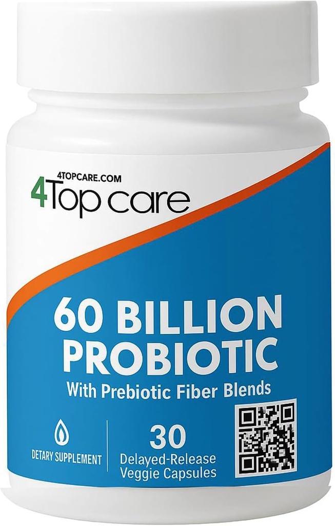 Probiotika 60 Millioner CFU - 10 Strops + Økologisk Prebiotika - Immun, fordøjelsesbesvær & Gut Sundhed - Understøtter lejlighedsvis Forstoppelse, Diarré, Gas & Bloating - for kvinder og mænd (30 Greve)