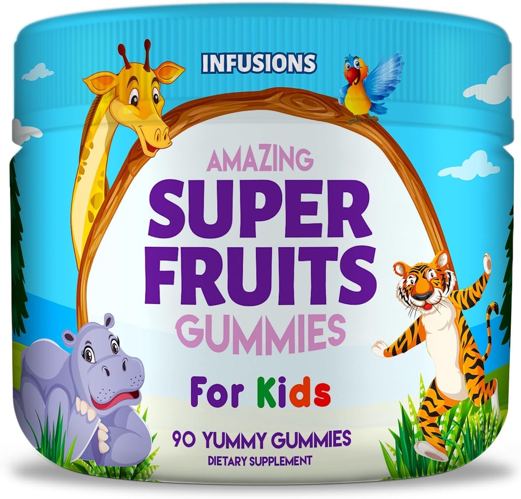 Infusions Super Fruit Gummies for Kids 90 Count Antioxidant Blend Soft and Delicious Vegan Friendly Gluten Free Non-GMO
