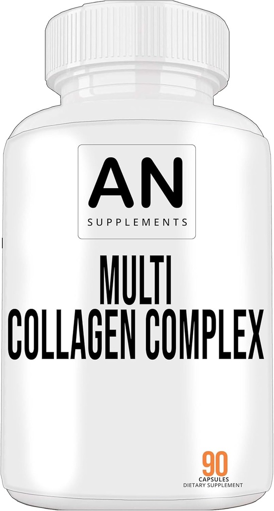 Multi Collagen Complex kapsler - Type I, II, III, V, & X - Collagen Protein Blend til hår, hud, negle og nitter - Collagen piller til mænd og kvinder - 90 Collagen kapsler