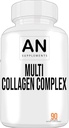 Multi Collagen Complex kapsler - Type I, II, III, V, & X - Collagen Protein Blend til hår, hud, negle og nitter - Collagen piller til mænd og kvinder - 90 Collagen kapsler