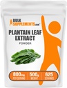 BulkSupplements.com Plantain Leaf Extract Powder - Plantain Leaf Supplement, Plantain Leaf Powder - Plantain Leaf Powder - Herbal Supplement, Gluten Free, 800mg per Serving, 500g (1.1 lbs) (Pack of 1)