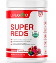 LIVEGOOD ™ Organic Super Reds med Alfalfa, Barley Grass, Beet Root, Pomegranite, Grape Seed, Vegan, Gluten Free, 9.25 Oz