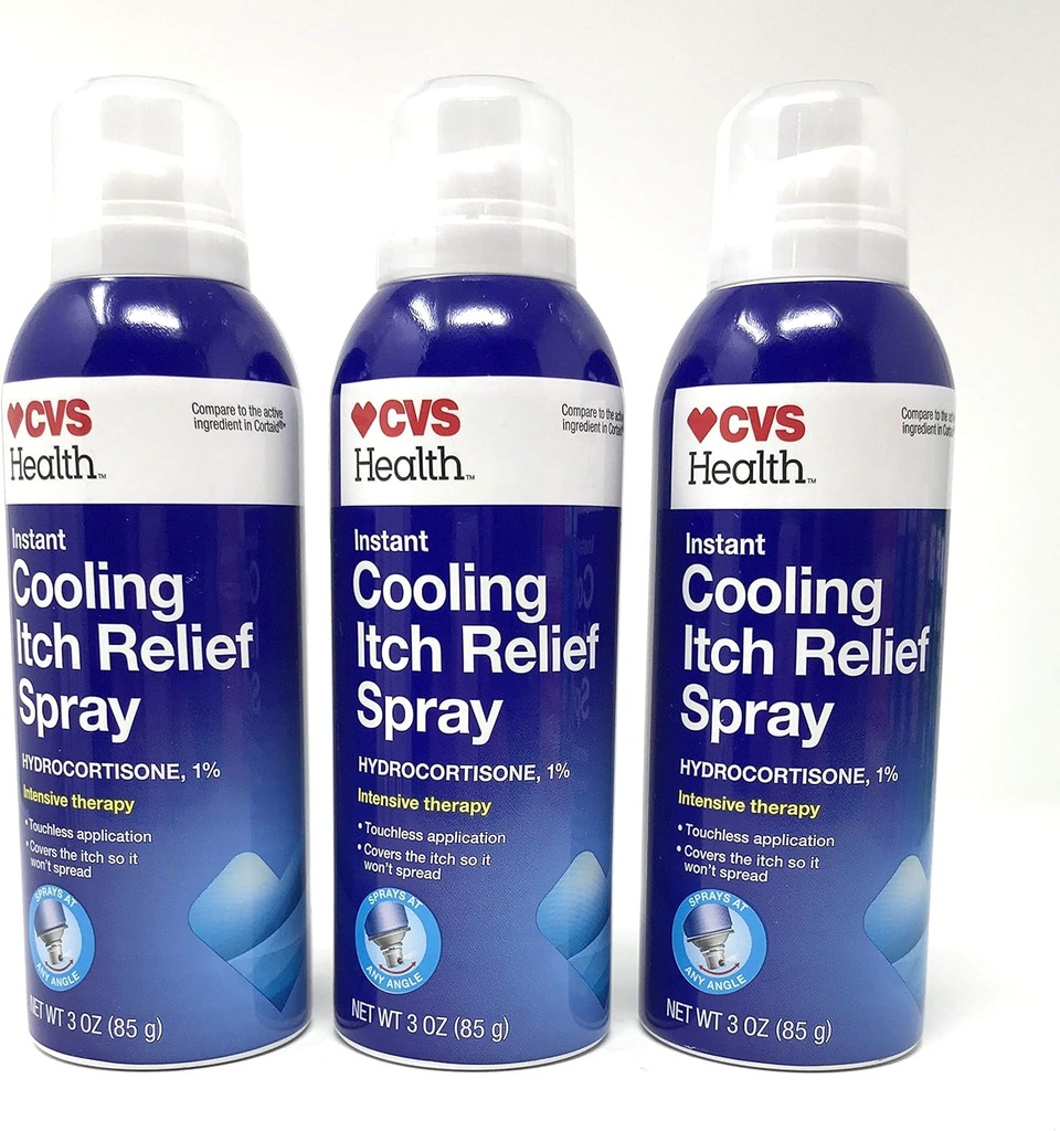 CVS Instant Cooling Itch Relief Spray Hydrocortison 1% Intensiv terapi 3 Oz (3 Pack)