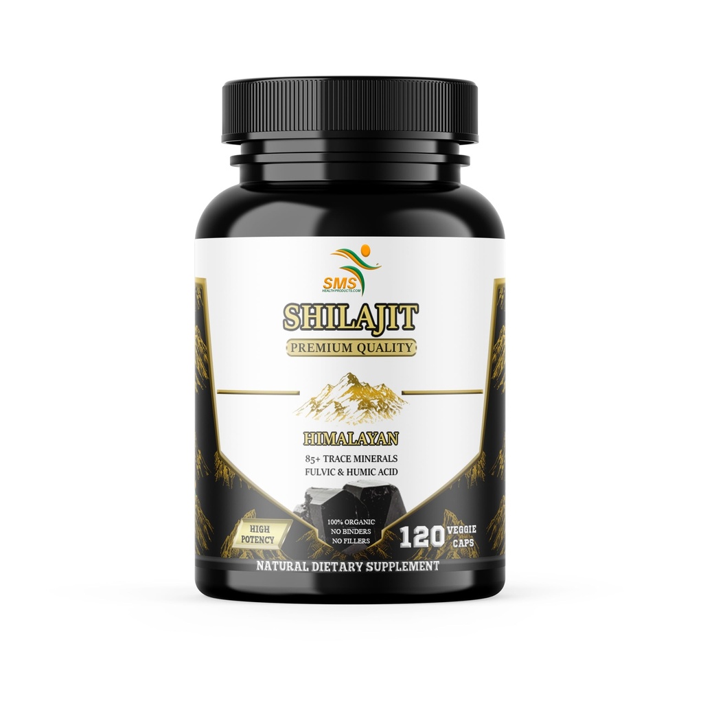 Shilajit Pure Himalayan Kapsler (Fulvic Acid Supplement) 1.000mg Organic Shilajit Extract per Serving, 120 Greve (85 + Trace Minerals, Ingen Fillers, Ingen Binders)