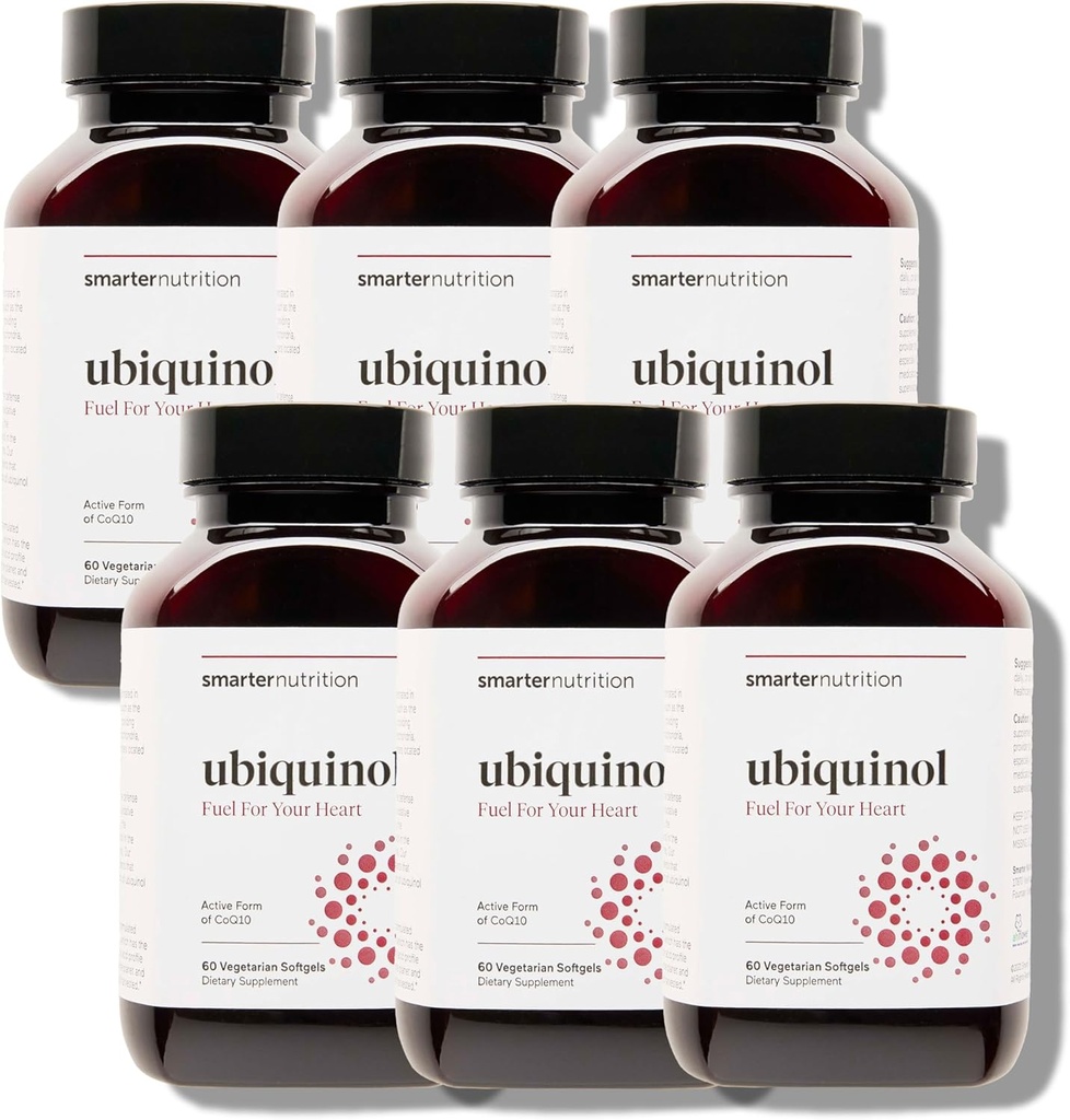 SMARTERNUTRITION Ubiquinol 100mg + Natural Plant- Based Complete Omega 3 6 9 - Klinisk undersøgt Ahiflower ® Oil - Ultra Absorption CoQ10 for Heart Support - Non- GMO - 360 Softgels [180 - Day Supply]