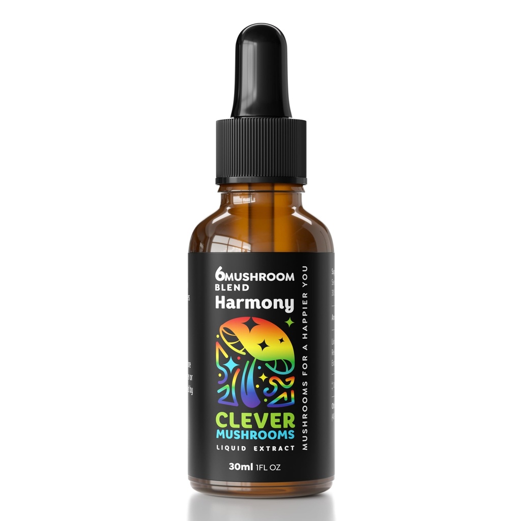 6 Blend Mushroom Liquid Extract, US Grown Mushrooms Alkohol fri, Natural Energy, Cognitive Support, Immunity Boost, 100% Fruit Boost, Lions Mane, Cordyceps, Reishi, Chaga, Tyrkiet Tail (1 fl oz)