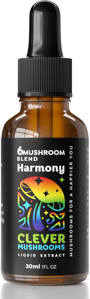6 Blend Mushroom Liquid Extract, US Grown Mushrooms Alkohol fri, Natural Energy, Cognitive Support, Immunity Boost, 100% Fruit Boost, Lions Mane, Cordyceps, Reishi, Chaga, Tyrkiet Tail (1 fl oz)