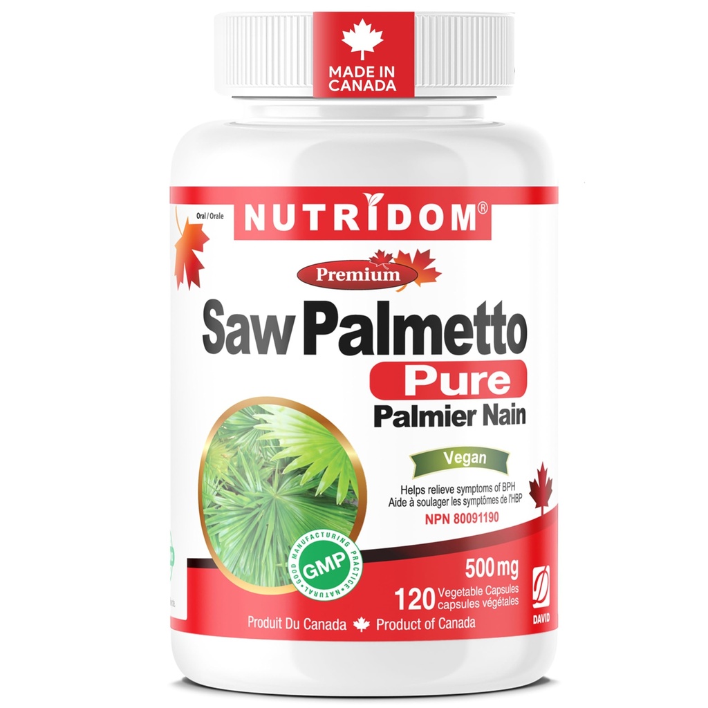 Nutridom Saw Palmetto 500mg, Non- GMO, Vegan, Gluten Free, Soy Free, og Dairy Free (120 Greve)
