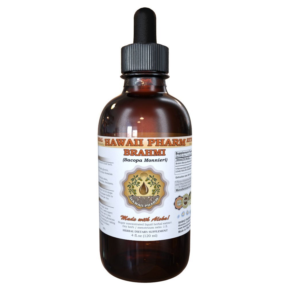 Hawaii Pharm Brahmi Liquid Extract, Brahmi Liquid (Bacopa Monnieri) Tincture Supplement 4 Oz