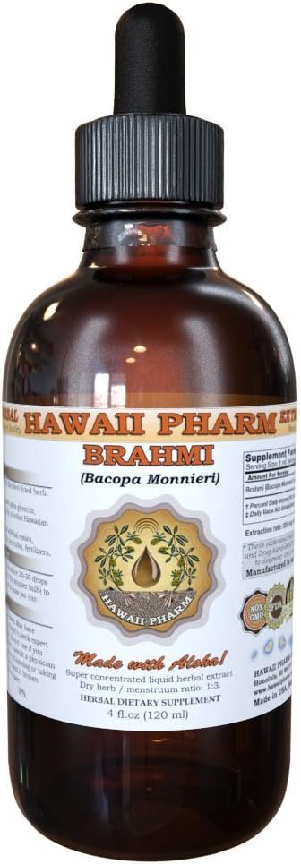 Hawaii Pharm Brahmi Liquid Extract, Brahmi Liquid (Bacopa Monnieri) Tinktur Supplement 4 Oz