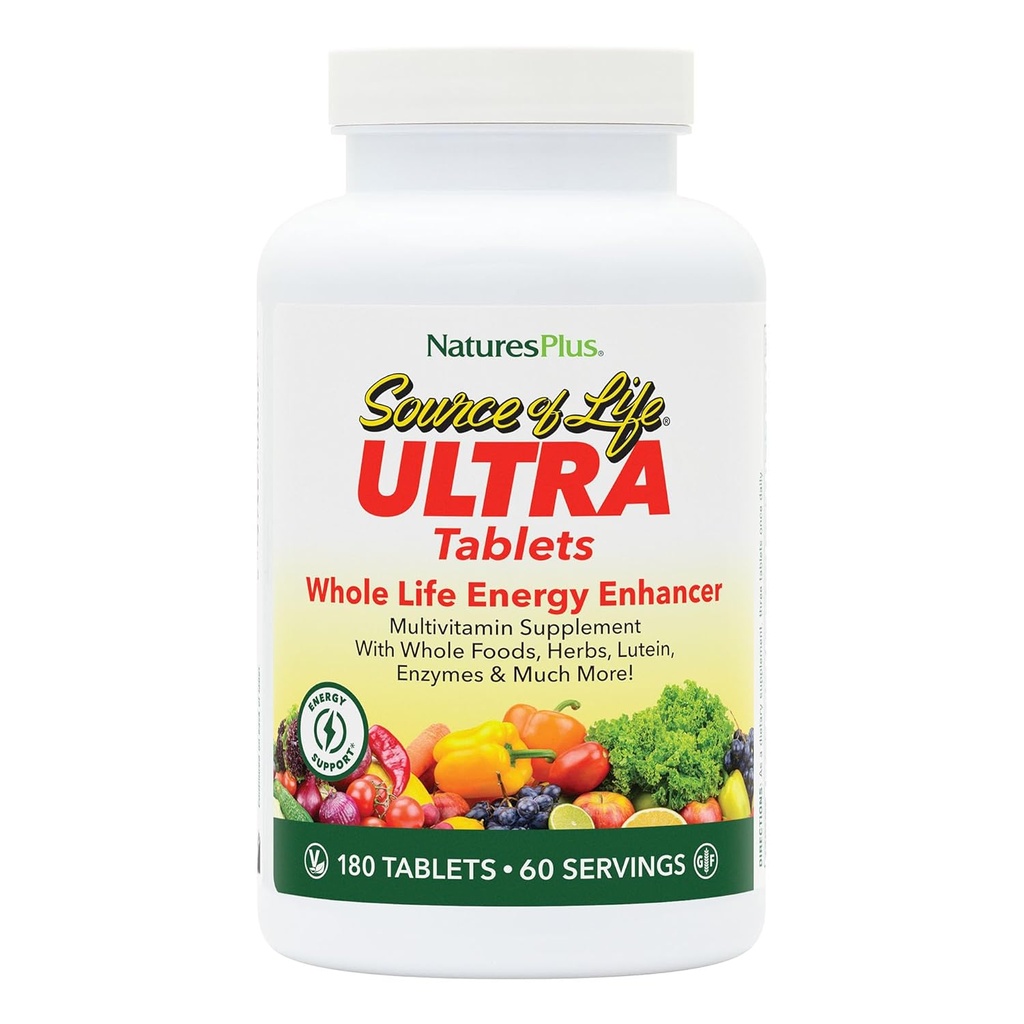 NaturePlus Ultra Kilde til Life Multivitamin - 180 tabletter - Understøtter immunforsvar sundhed, energi & Samlet velvære - med Lutein & D3- vitamin - Vegetar & Gluten Gratis - 60 Servere