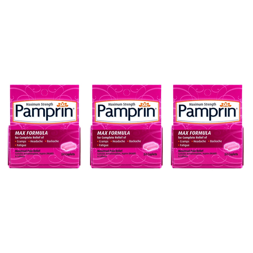 Pamprin Maksimal styrke formel, 24 kapsler (pakke med 3)