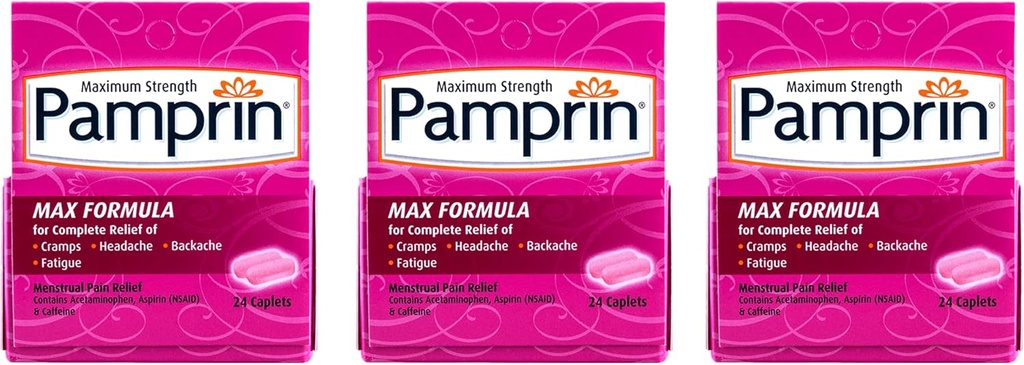 Pamprin Maksimal styrke formel, 24 kapsler (pakke med 3)